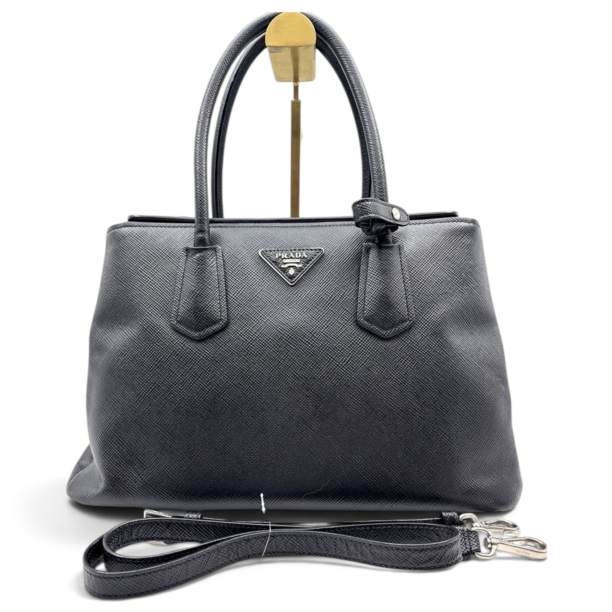 Double leather handbag