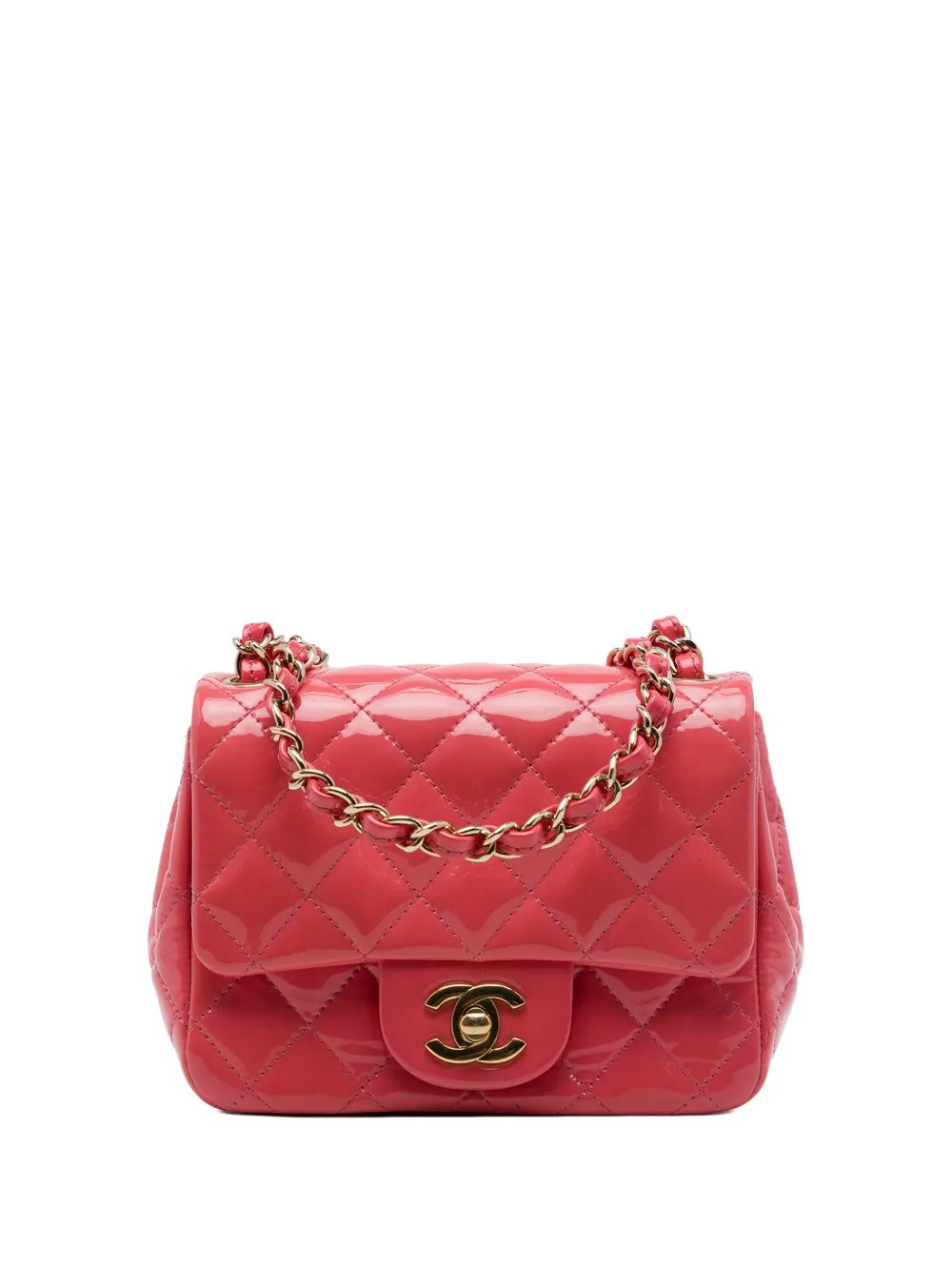 2018 Mini Square Classic Patent Single Flap crossbody bag