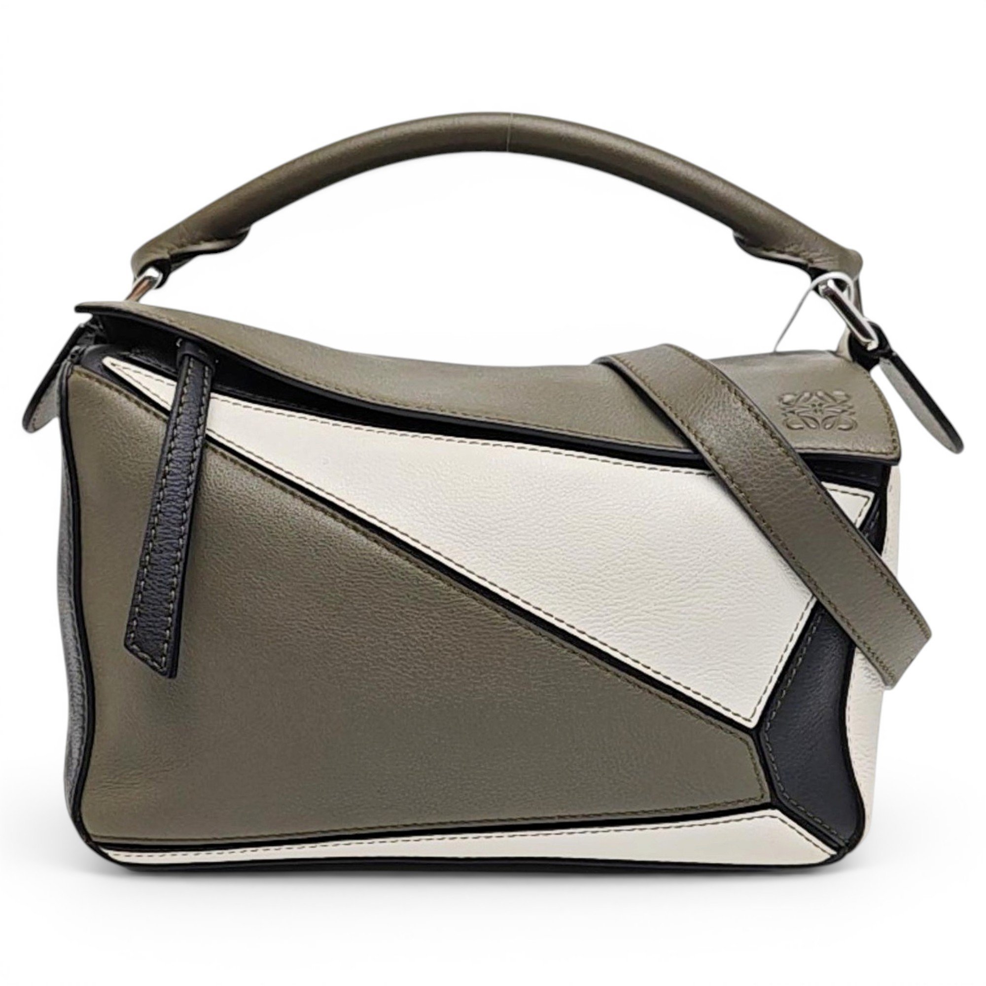 Puzzle leather handbag