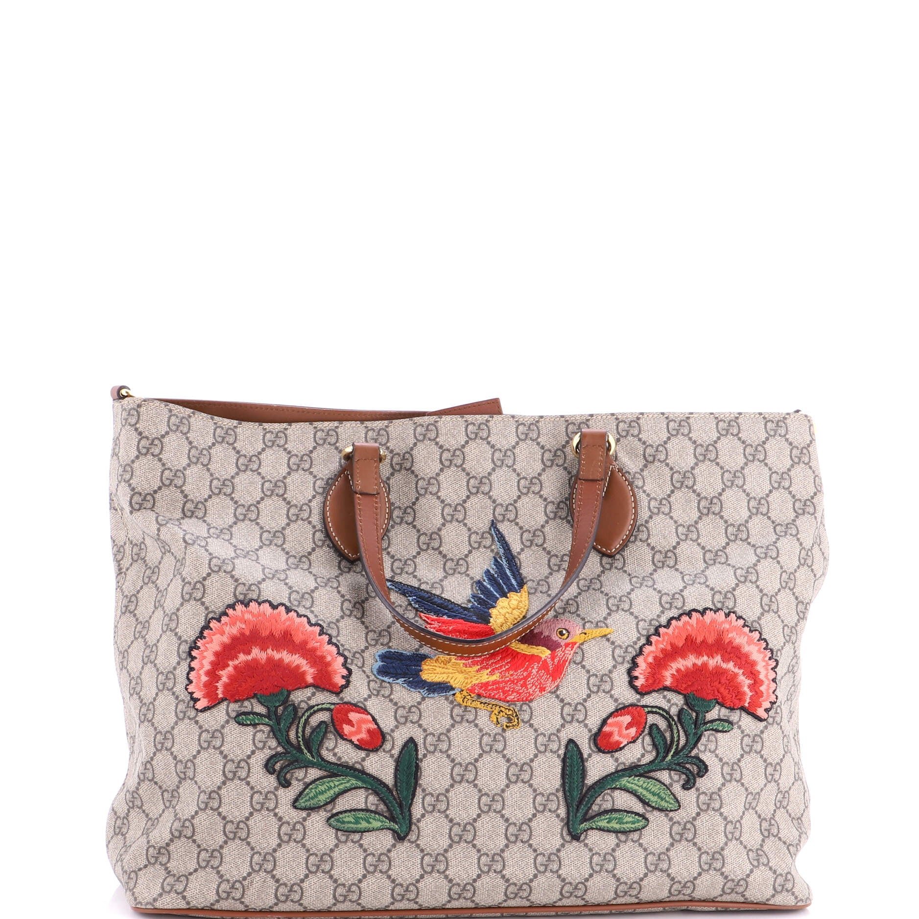 Convertible Soft Tote Embroidered GG Coated Canvas Medium