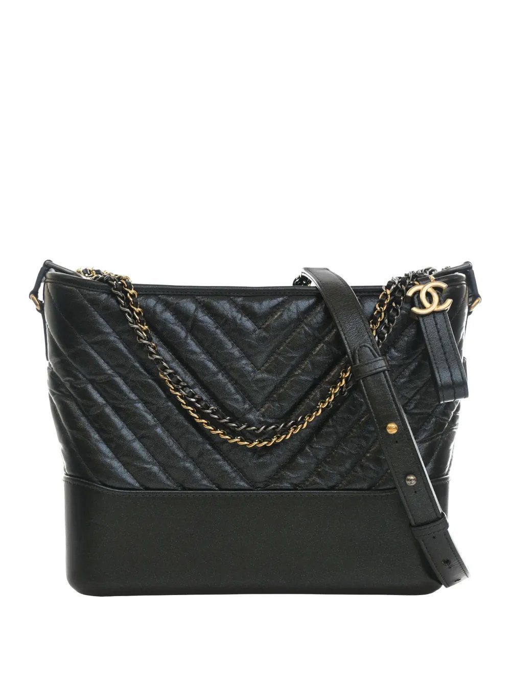 2019 Medium Chevron Iridescent Aged Calfskin Gabrielle crossbody bag