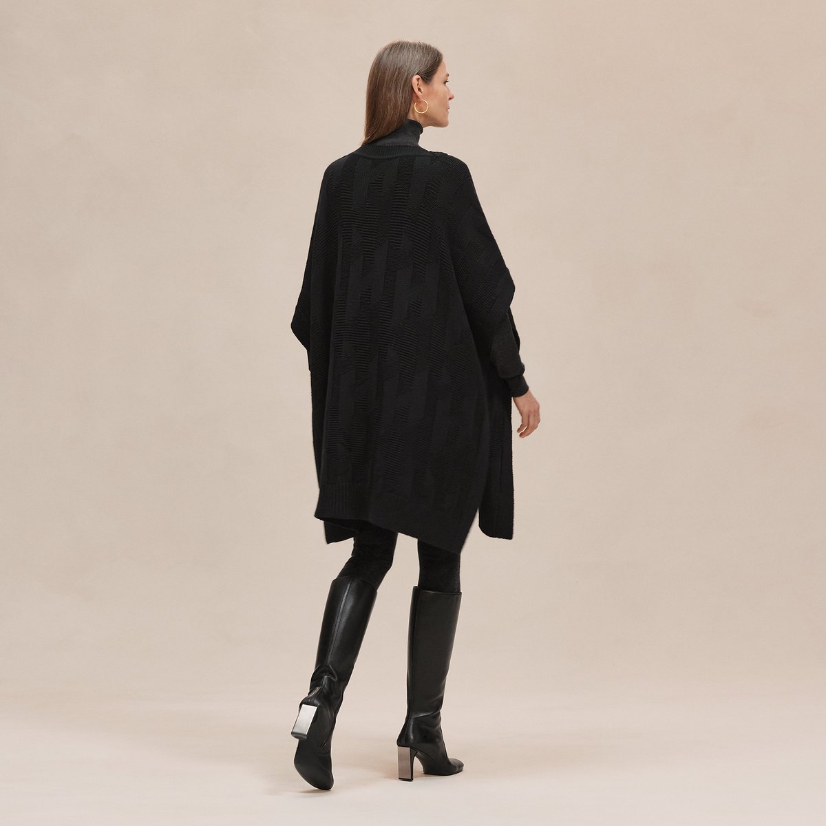 Noir "H" Rectangular Cape Poncho