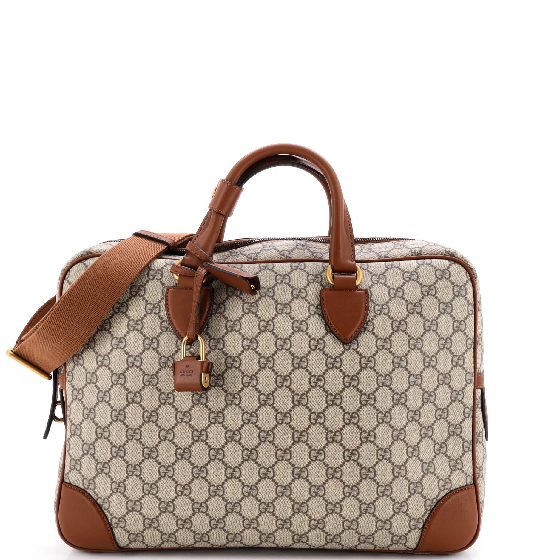 Emblem Convertible Zip Around Briefcase GG Coated Canvas Medium