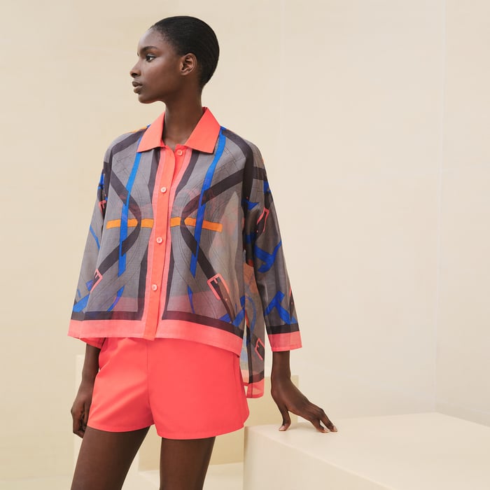 Gris Pierre Camisa De Playa Estampado "Mors À Jouets Détouré"