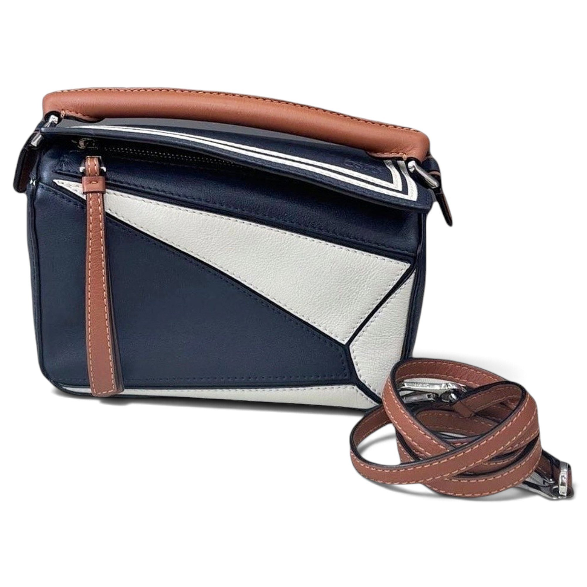 Puzzle leather handbag