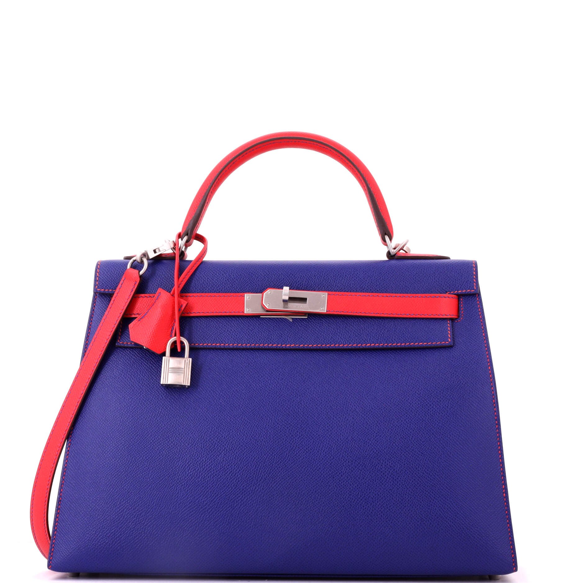 Kelly Handbag Bicolor Epsom with Brushed Palladium Hardware 32