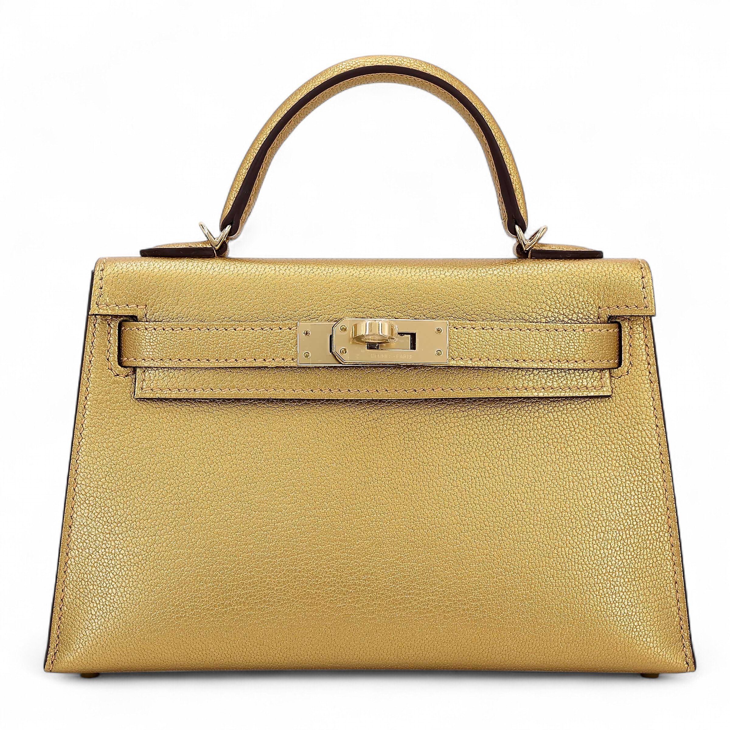 Hermes Brand New ( Rank N ) HERMÈS Mini Kelly II Dore (Y9) Chevre Gold hardware K (2025)