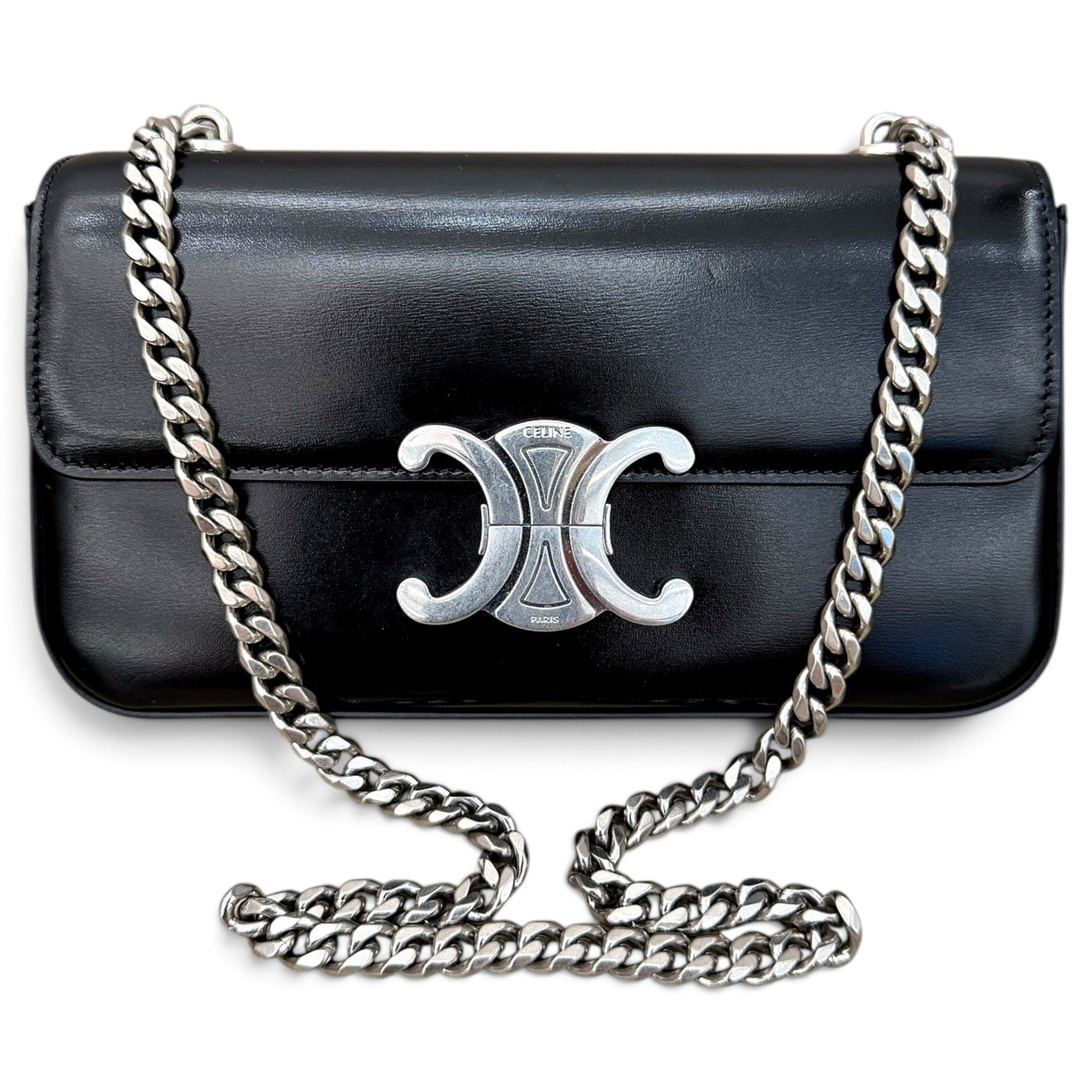 Triomphe chain leather handbag