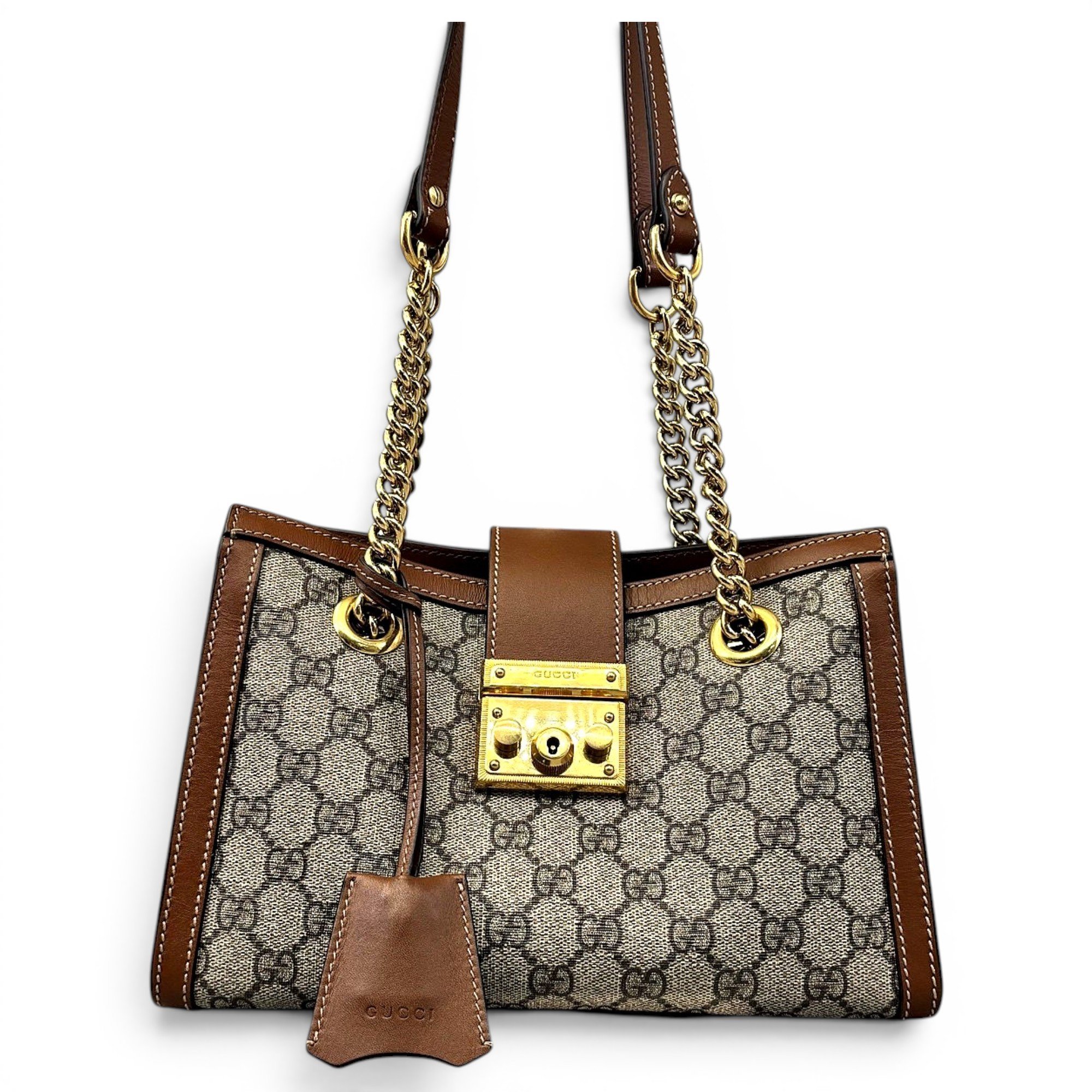 Padlock leather handbag