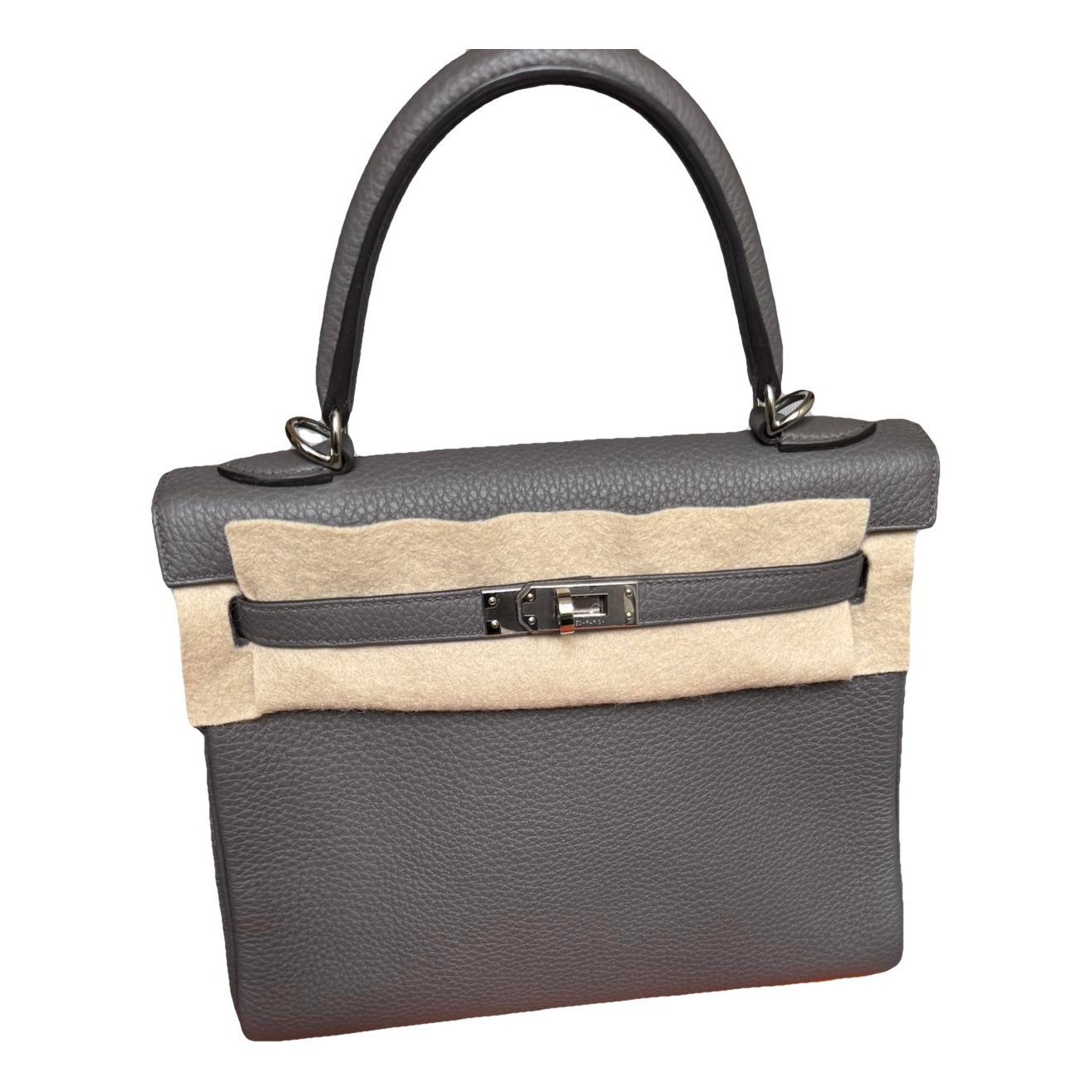 Hermes Kelly 25 Handbag Etain Togo Leather