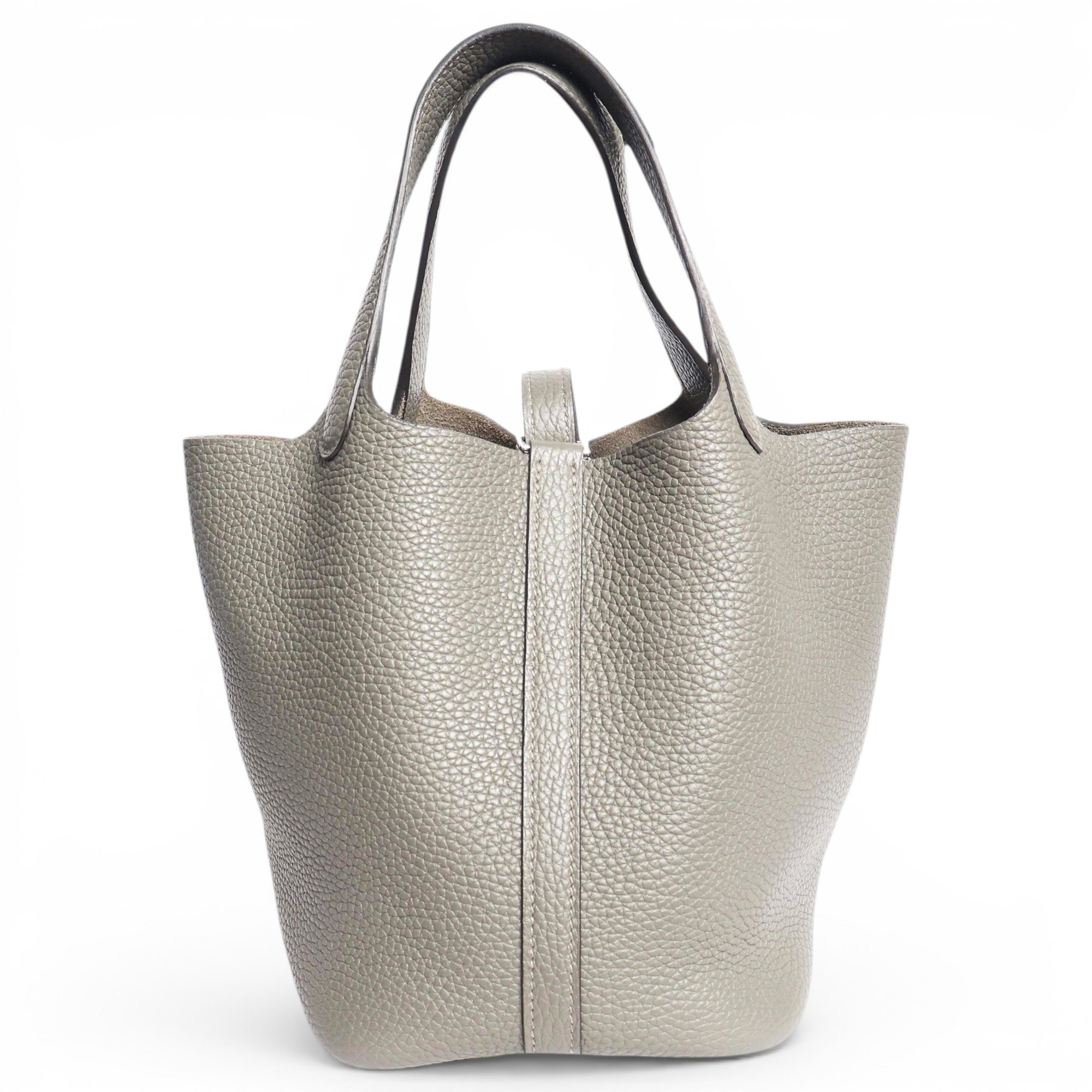 Hermes Picotin 18 Handbag Gris Meyer Clemence Leather 2019