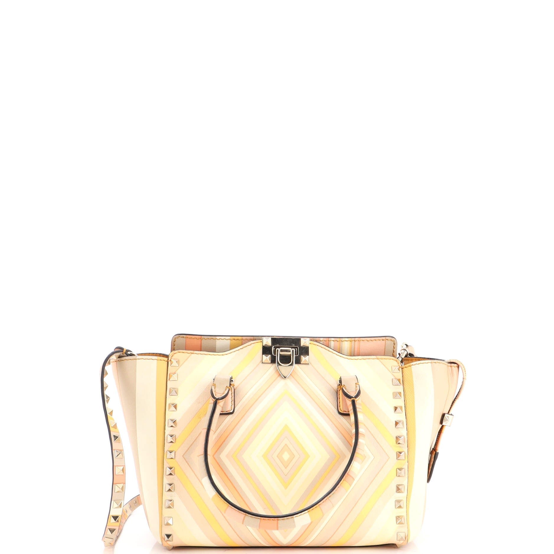 1975 Rockstud Tote Striped Leather Small