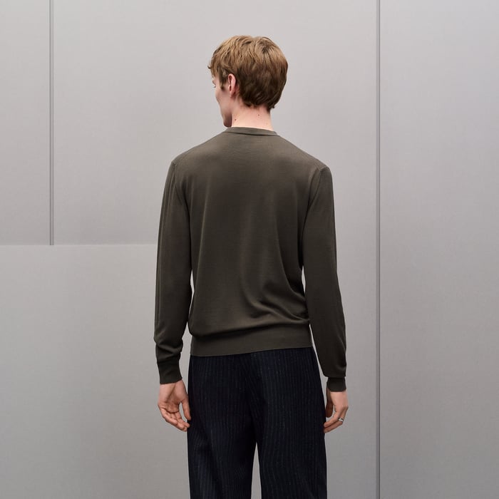 Taupe "Detail H" Crewneck Sweater