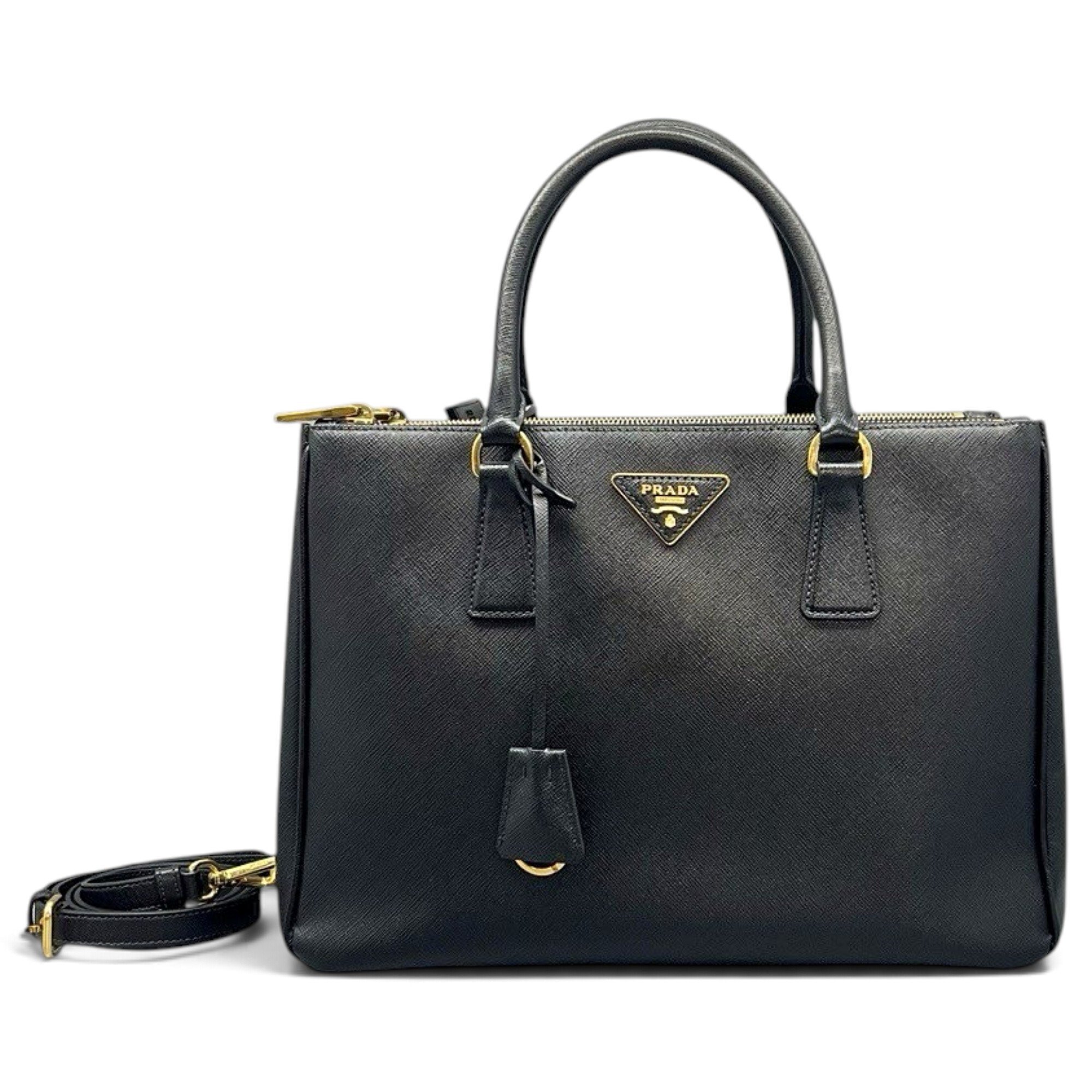 Double leather handbag
