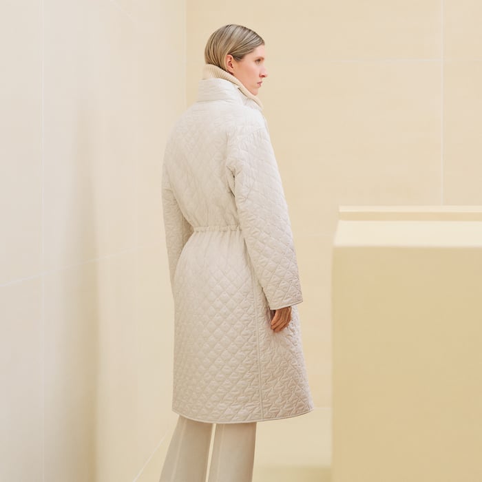 Blanc Nacre Long Puffer Coat