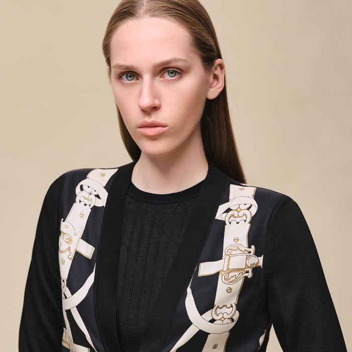 Noir "Ferronnerie Remix" Long-sleeve Twillaine Cardigan