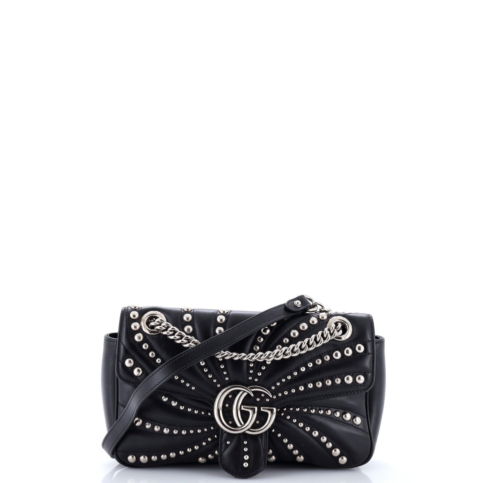 GG Marmont Flap Bag Studded Matelasse Leather Small