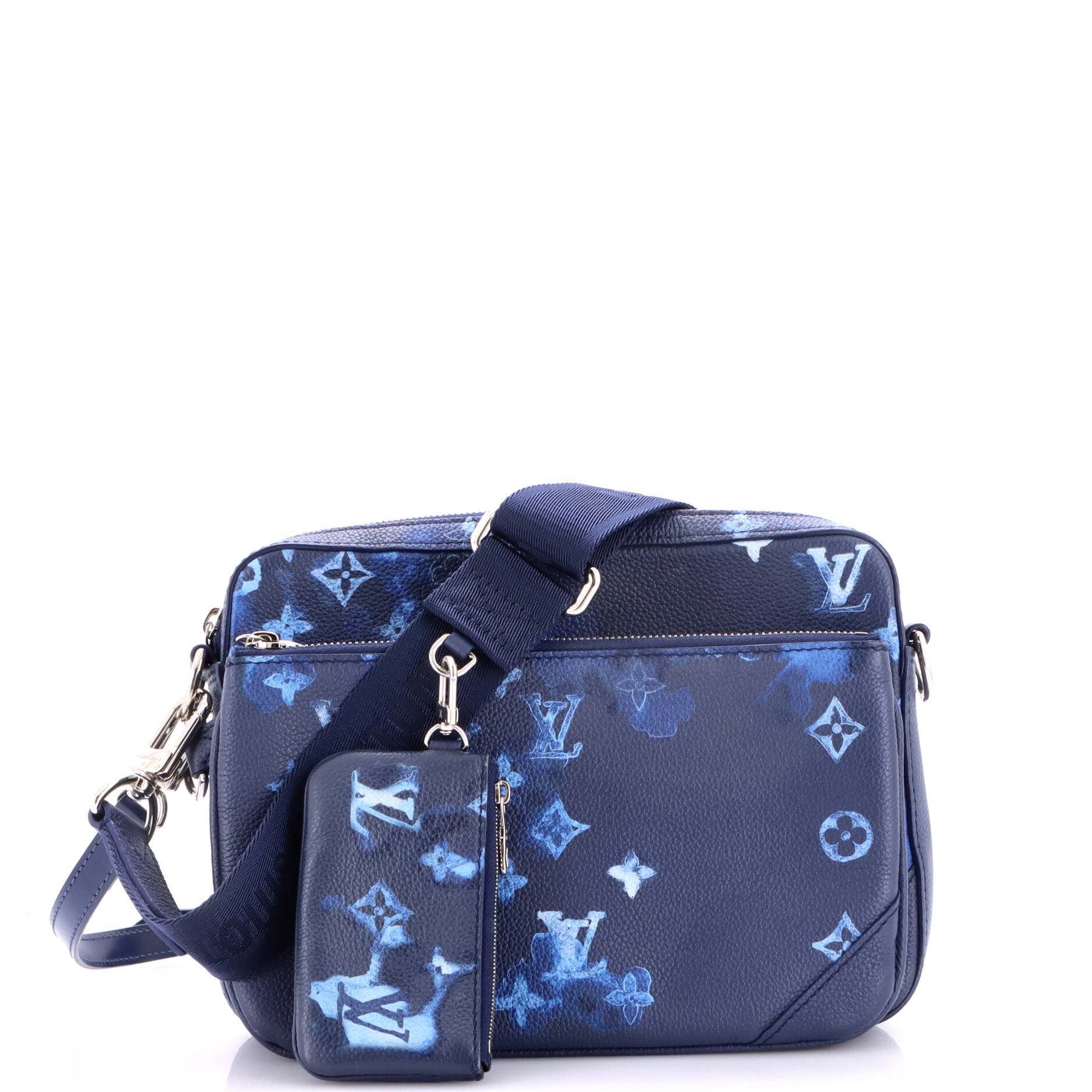 Trio Messenger Bag Limited Edition Monogram Ink Watercolor Leather
