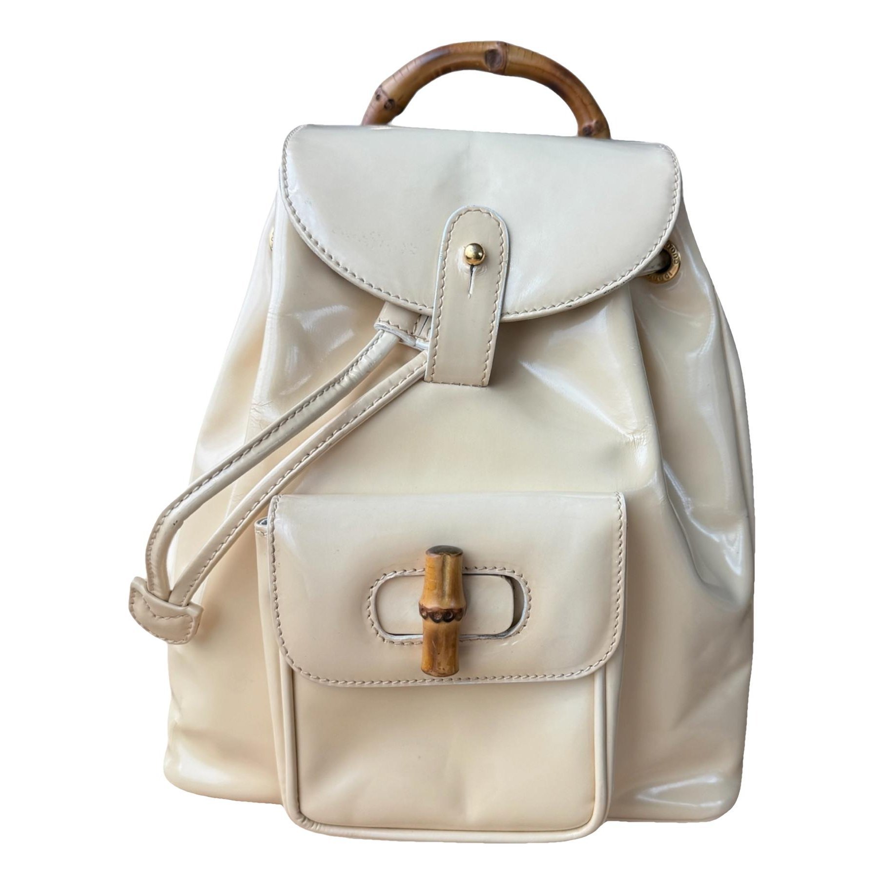 Bamboo Tassel Oval patent leather backpack