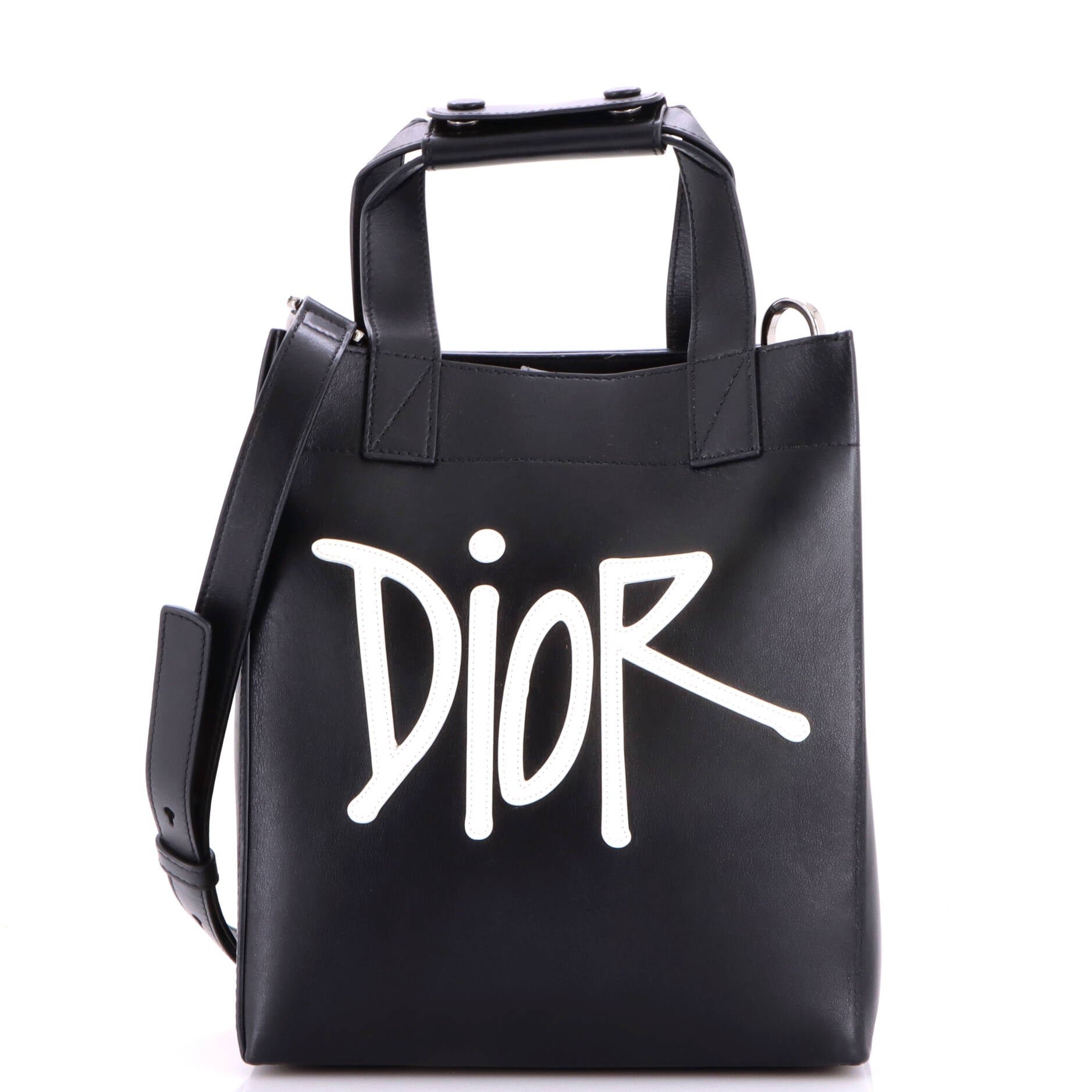 Dior x Shawn Stussy D-Dior Tote Leather with Applique Small