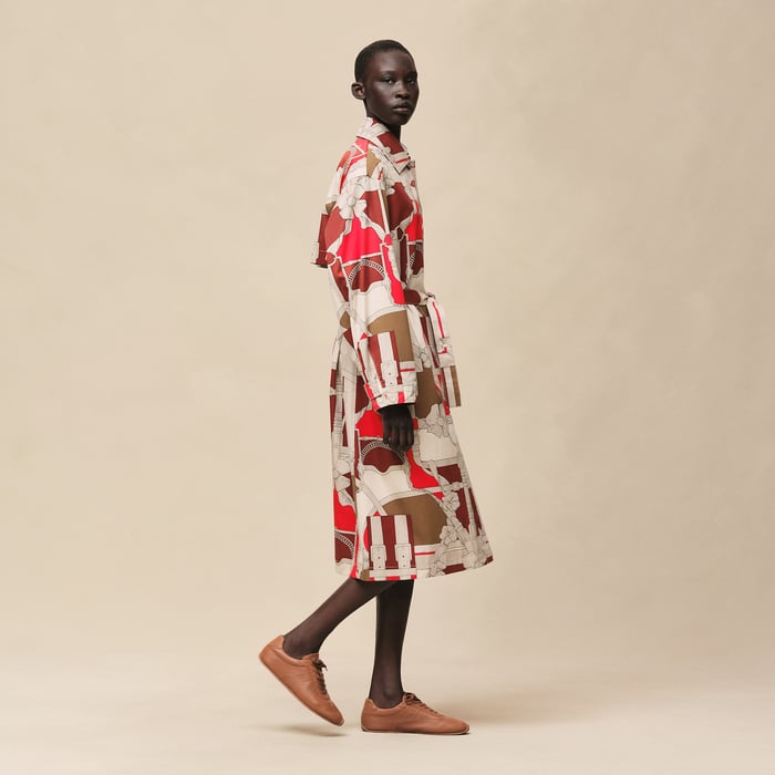 Beige Amande "Grand Manege" Long Trench Coat