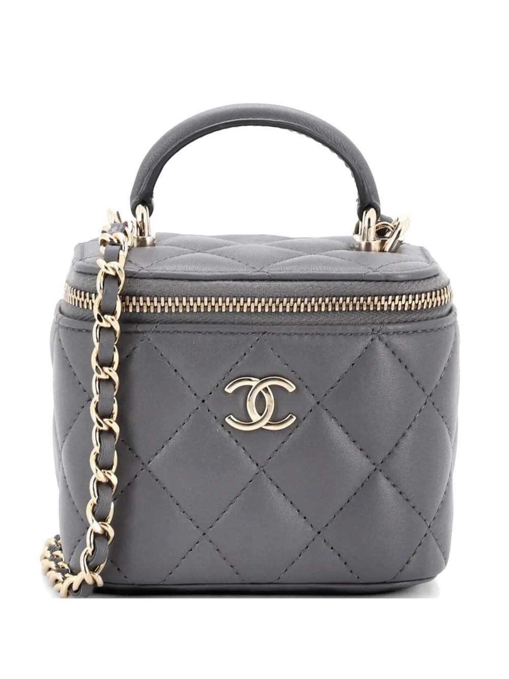 Classic Top Handle Vanity Case with Chain Quilted Lambskin Mini crossbody bag