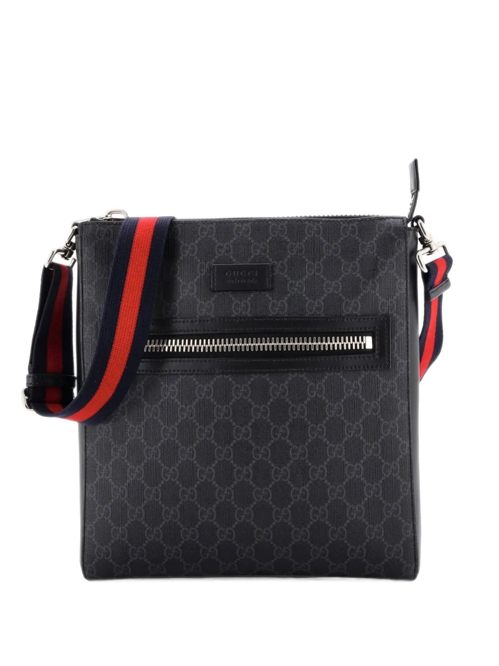 Web Strap Front Zip Messenger Bag GG Coated Canvas Medium crossbody bag