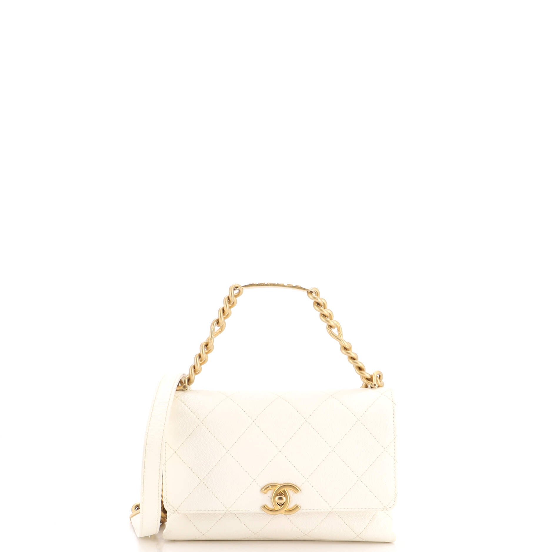 Bracelet On Chain Flap Bag Quilted Caviar Mini
