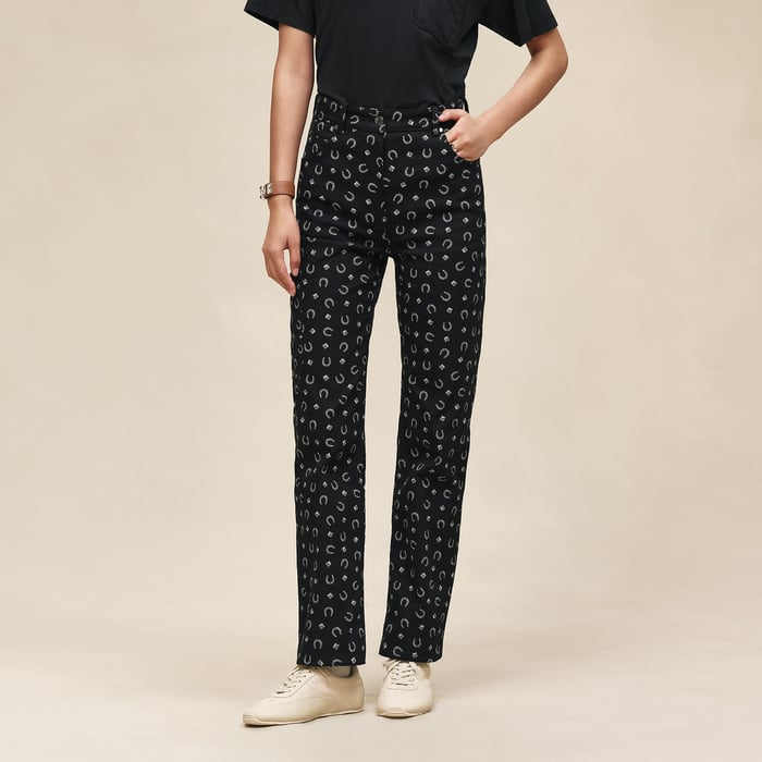Noir "Porte-bonheur Bandana" Straight Leg Pants