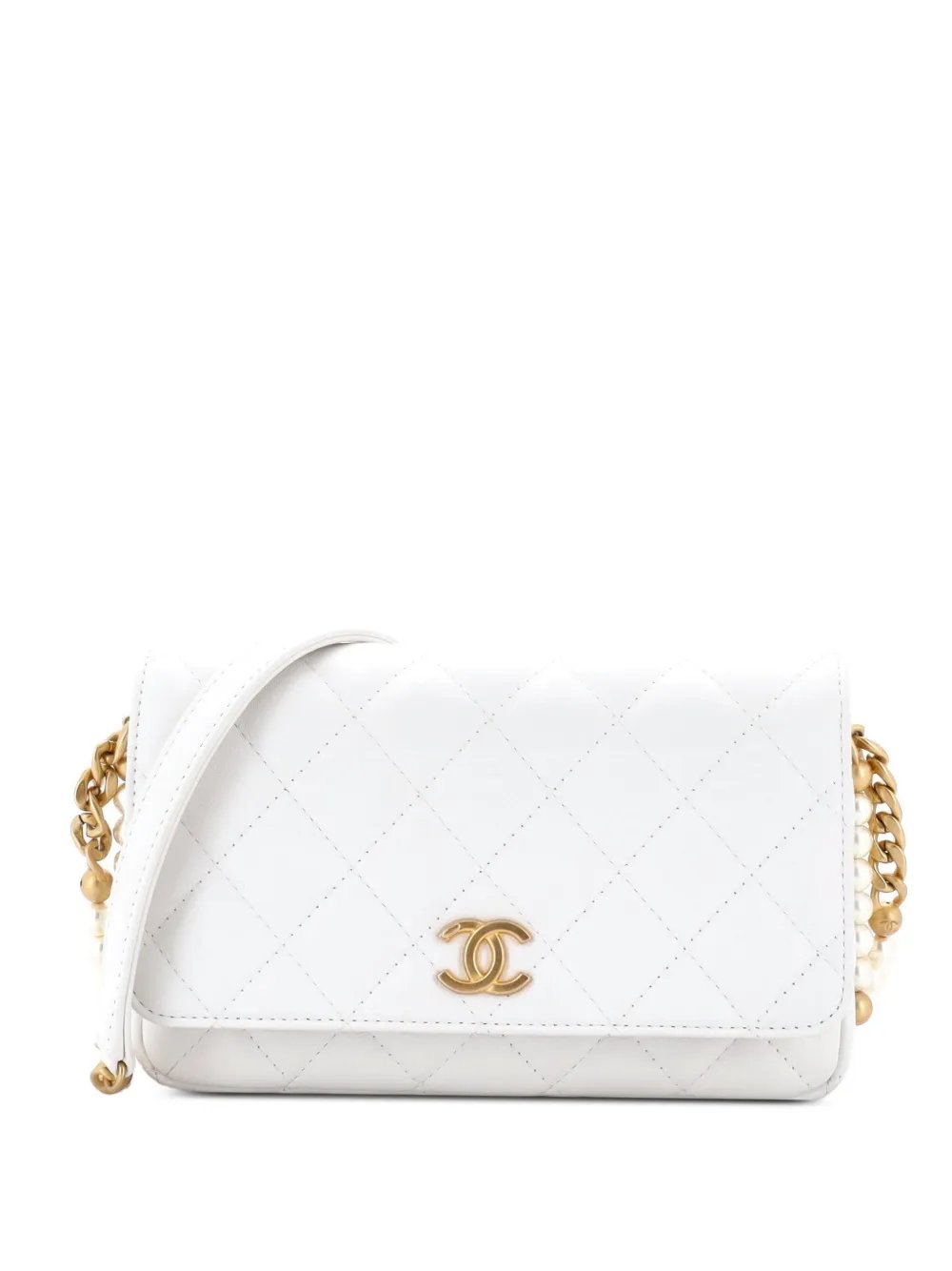 CC Pearl Strap Chain Clutch Quilted Lambskin and Metal crossbody bag
