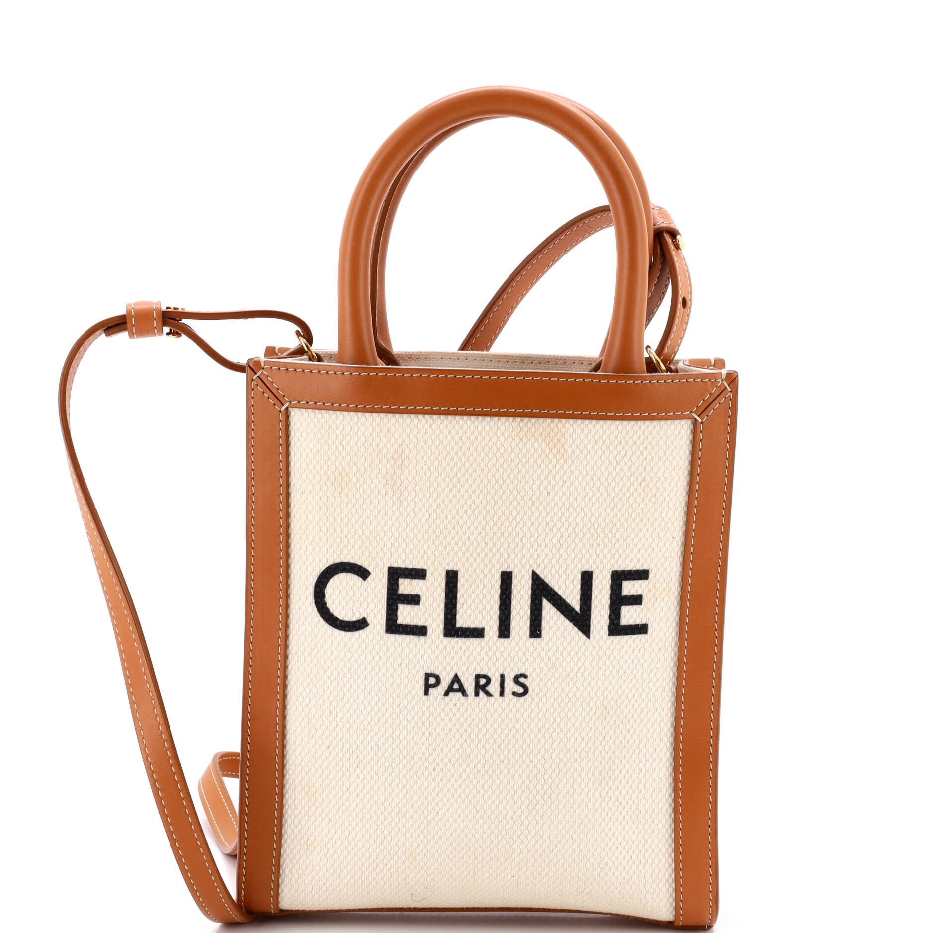 Vertical Cabas Tote Canvas with Leather Mini