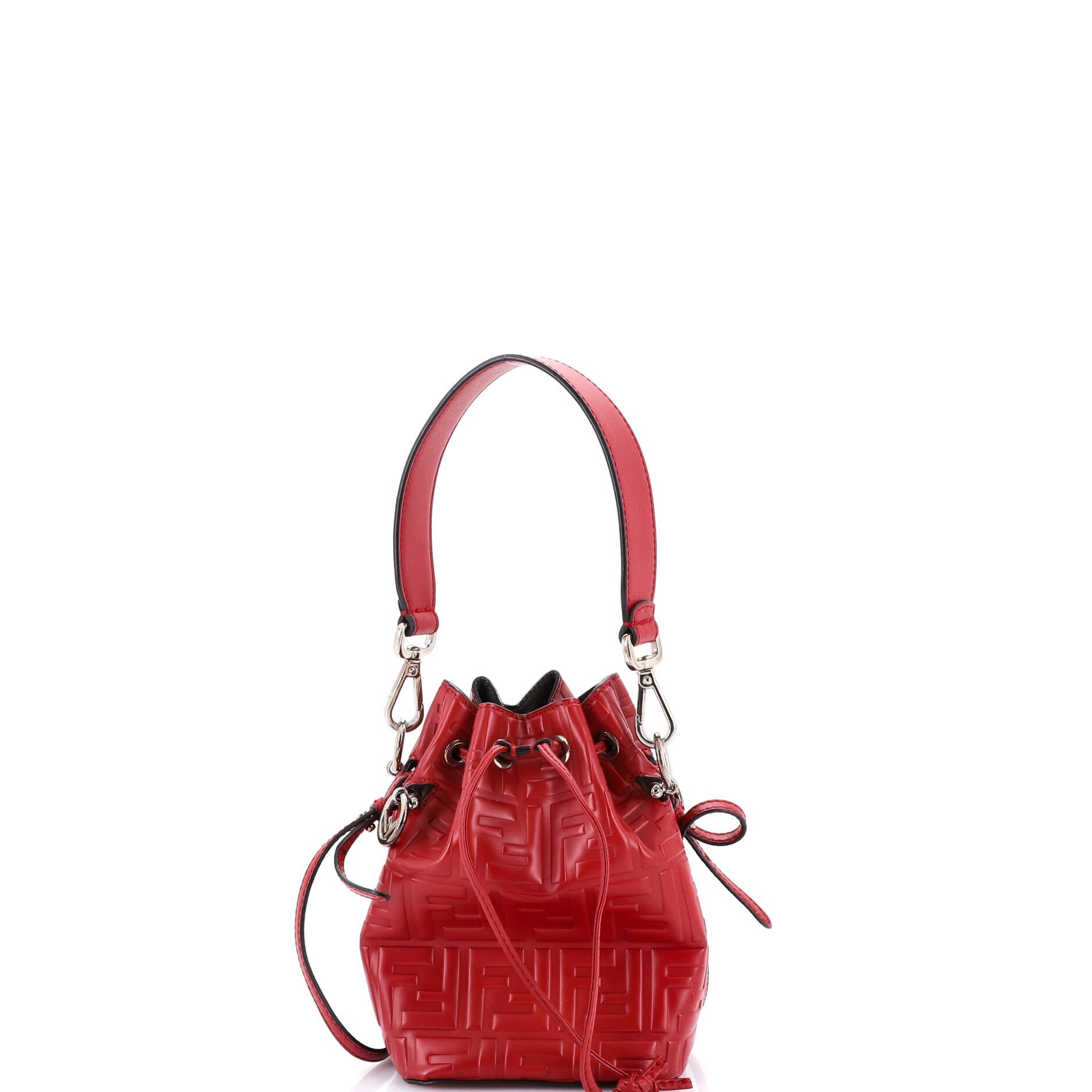 Fendi Mon Tresor Bucket Bag Zucca Embossed Leather Mini