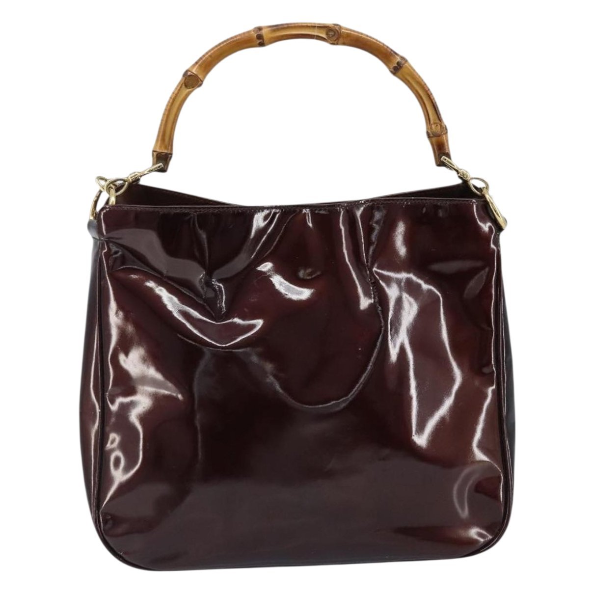 Bamboo patent leather handbag