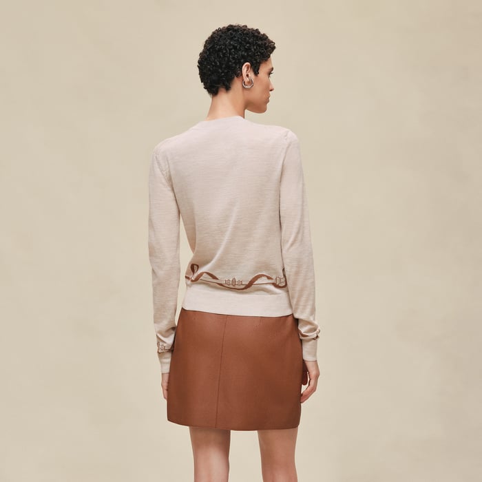 Beige Naturel "Ferronnerie" Long-sleeve Sweater