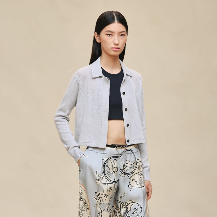 Gris Pervenche Short Shirt Cardigan