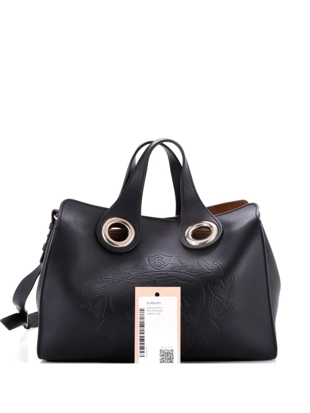 Crest Grommet Tote Embossed Leather Large shoulder bag
