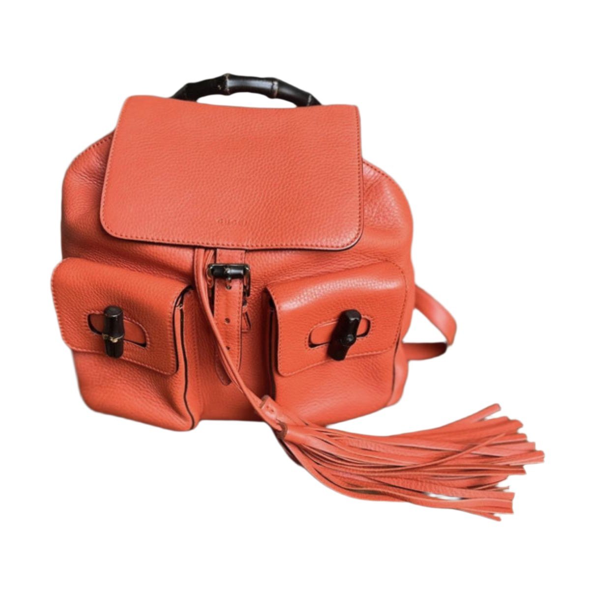 Bamboo Tassel leather backpack