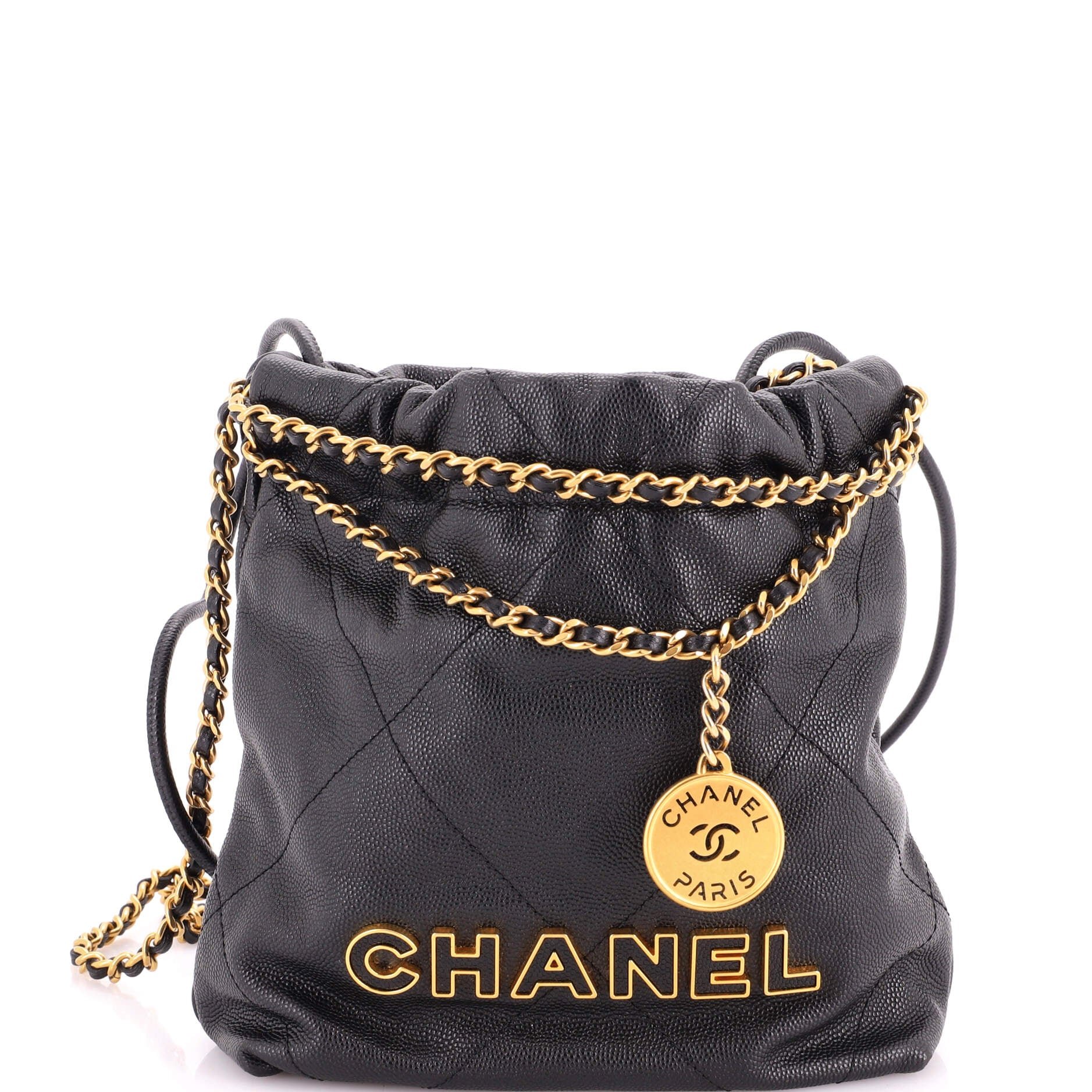 22 Chain Hobo Quilted Caviar Mini