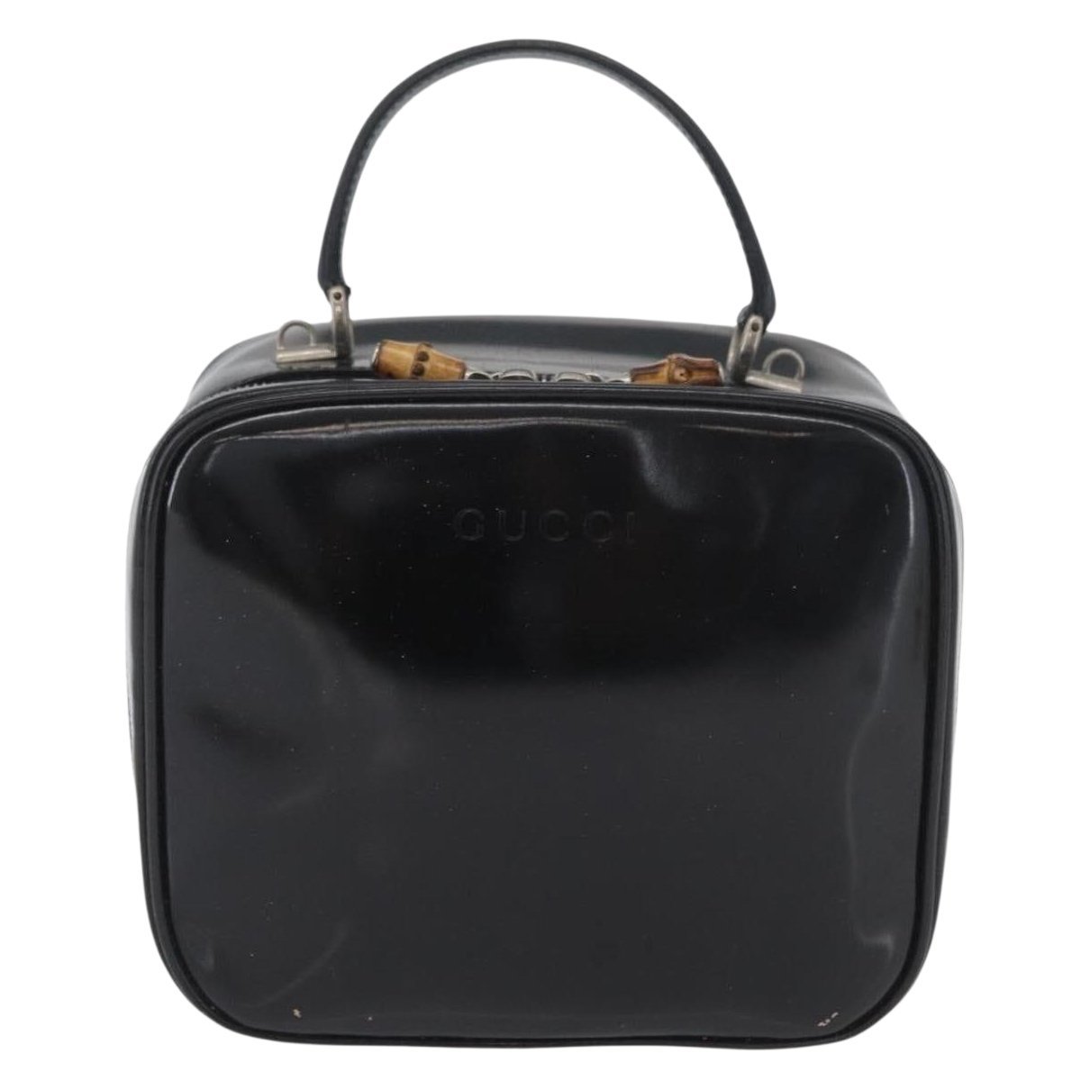 Bamboo patent leather handbag