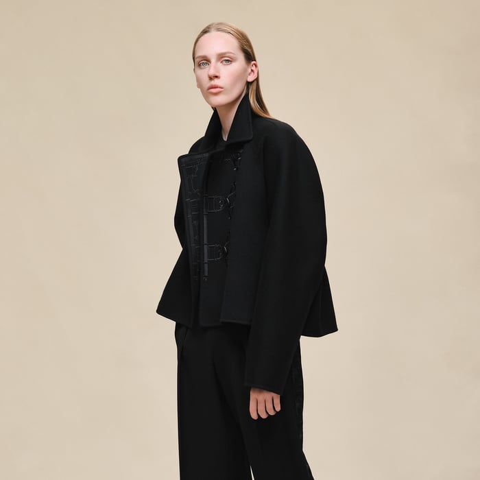 Noir Cashmere Embroidered Jacket