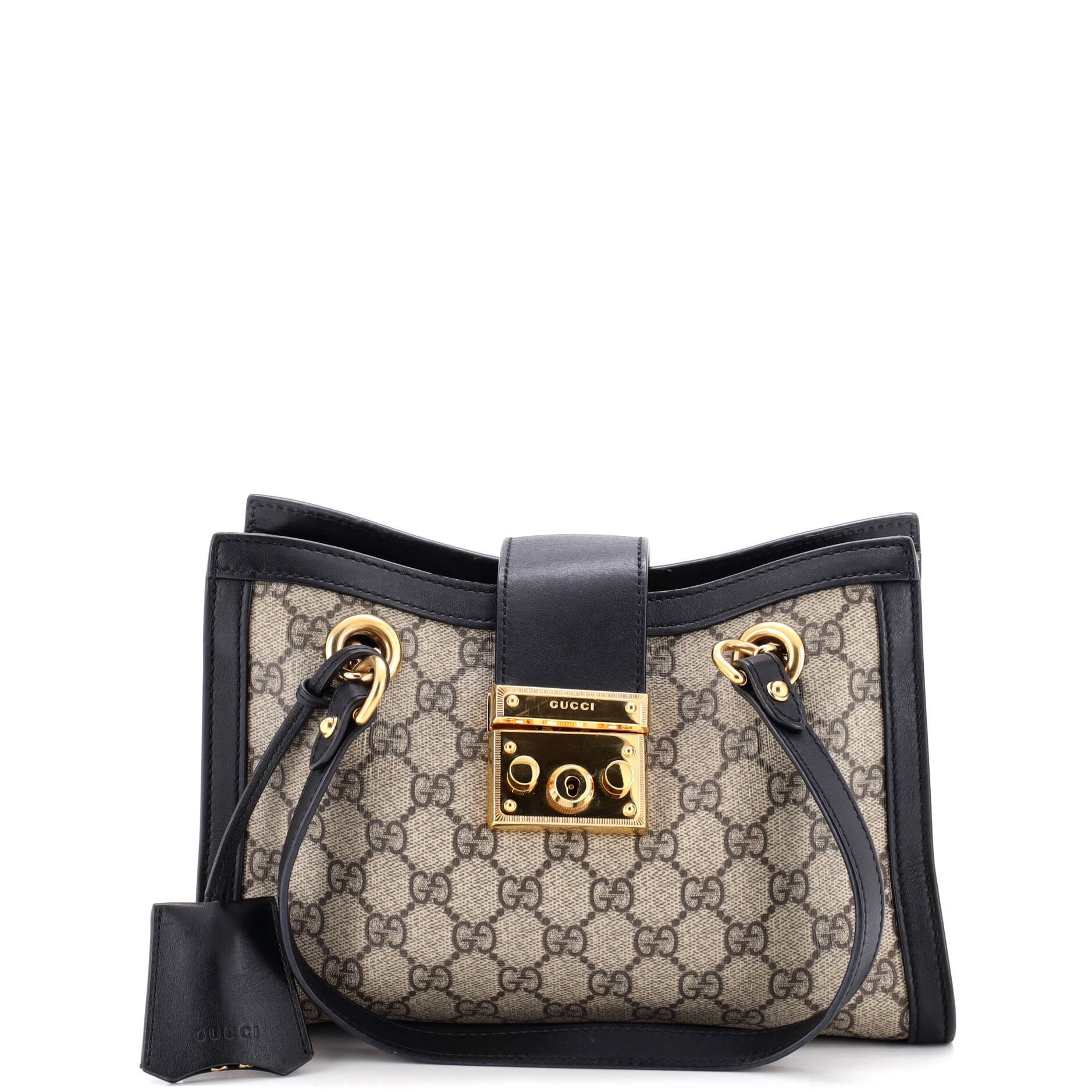 Padlock Chain Tote GG Coated Canvas with Leather Small
