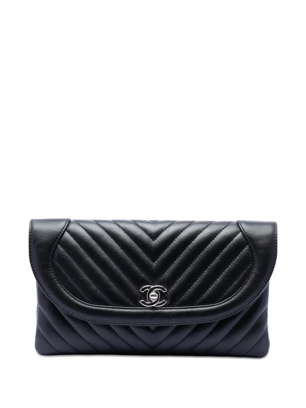 2018-2019 CC Chevron Lambskin Round Flap clutch bag