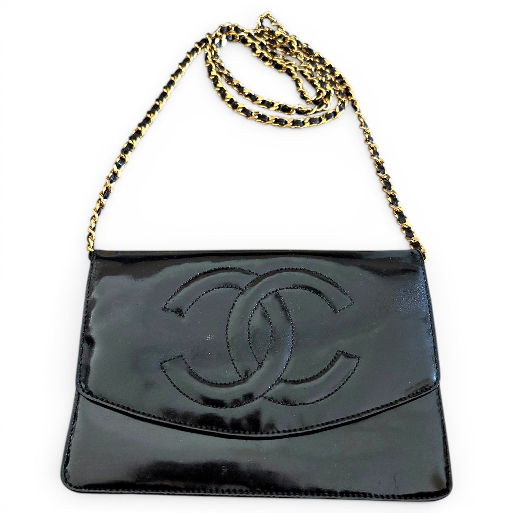 Wallet On Chain Double C patent leather crossbody bag