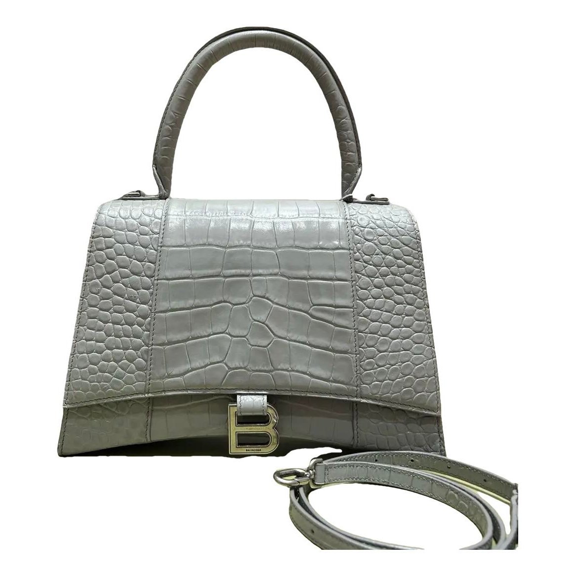 Hourglass leather handbag