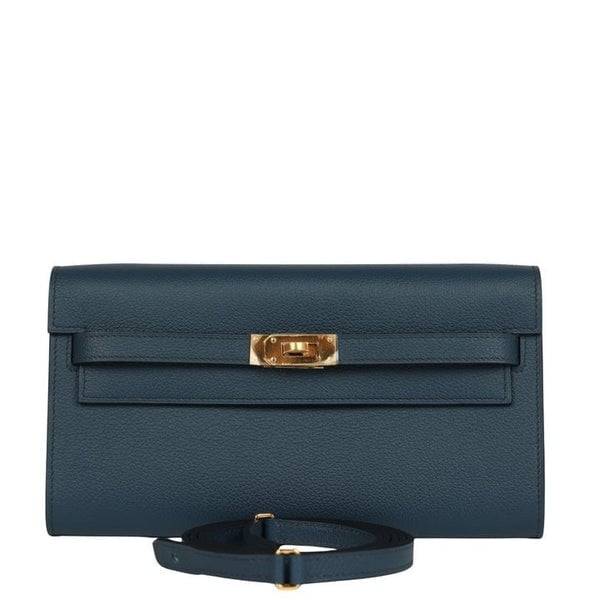 Hermes Hermes Kelly Wallet To Go Bleu De Prusse Evercolor Gold Hardware