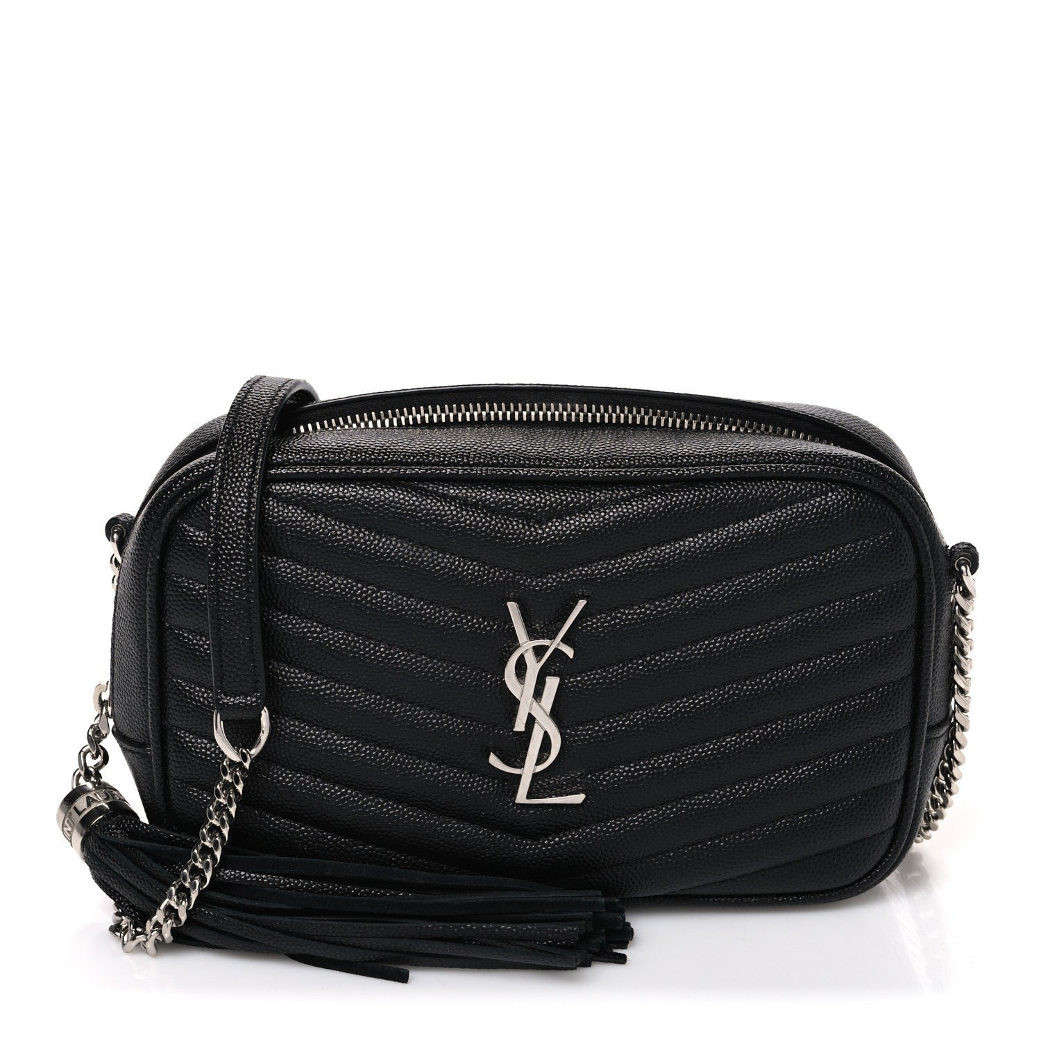 Saint Laurent Grain De Poudre Matelasse Monogram Mini Lou Camera Bag Black