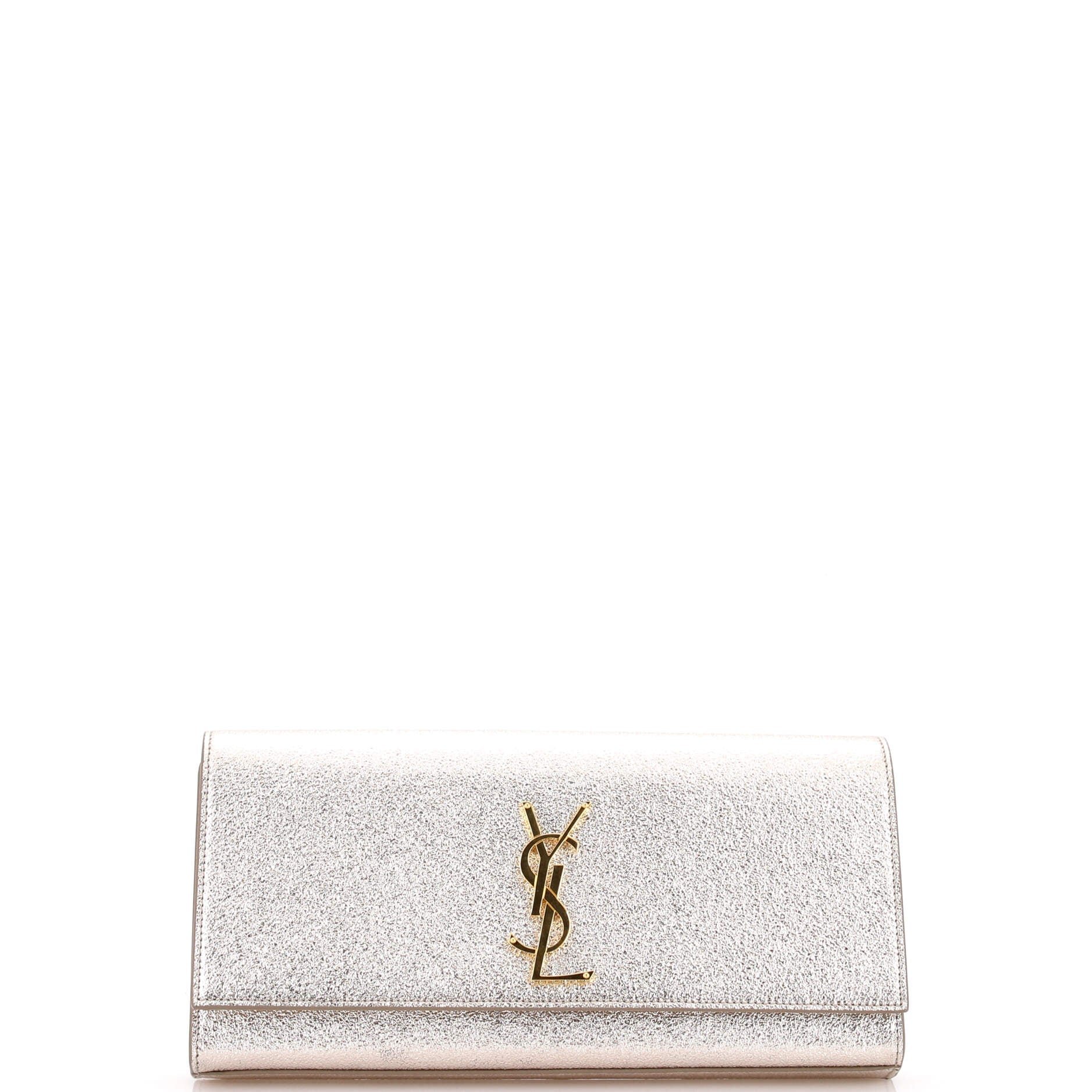 Classic Monogram Clutch Metallic Calfskin Long