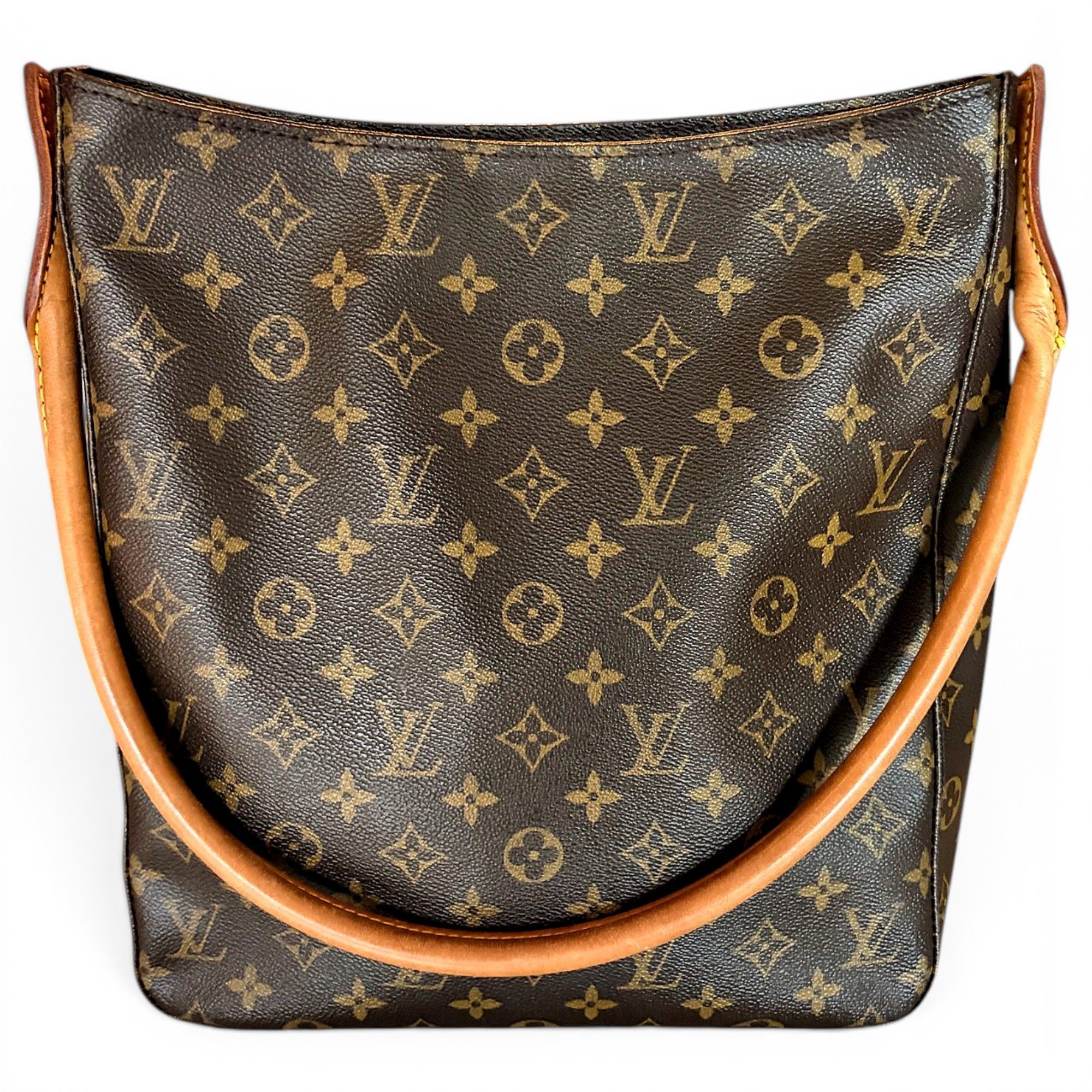 Looping leather handbag