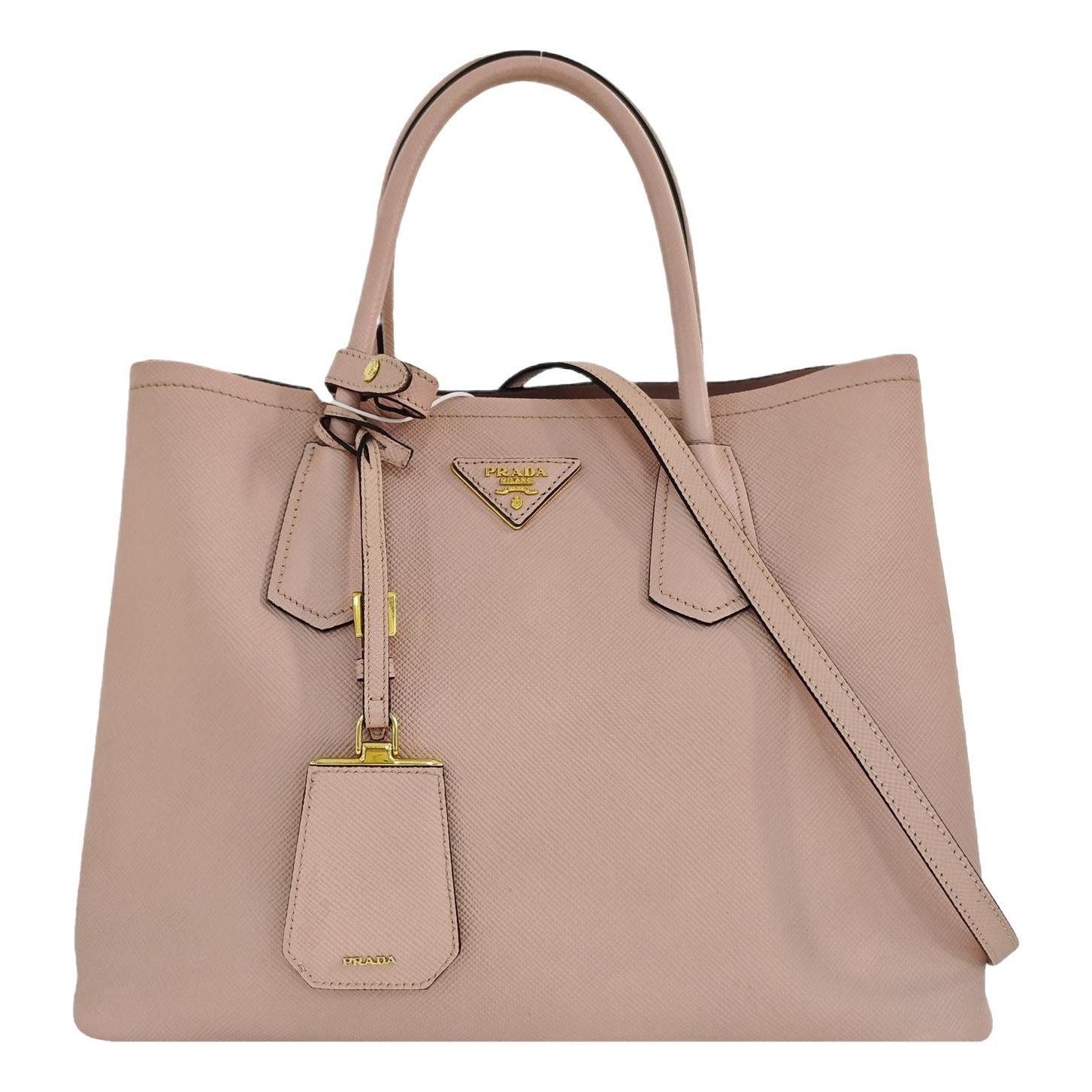 Double leather handbag