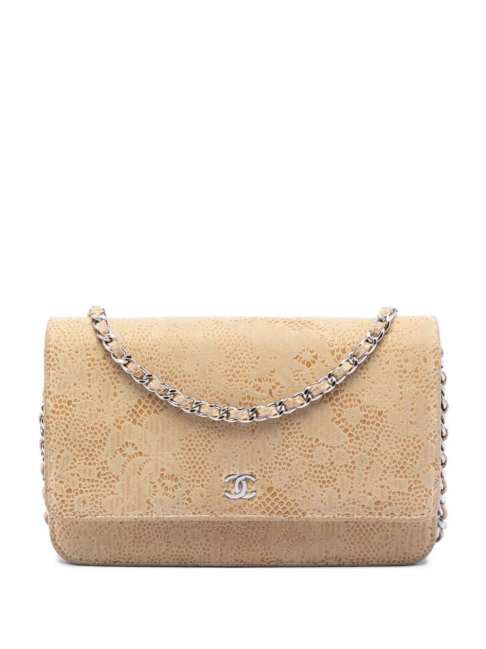 2013-2014 CC Lace Overlay Goatskin Wallet On Chain crossbody bag